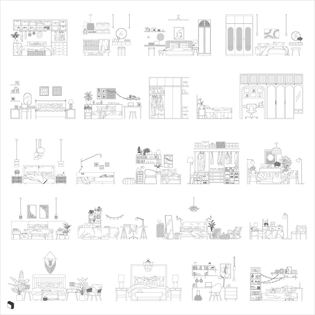 Toffu Bedroom Cad Blocks