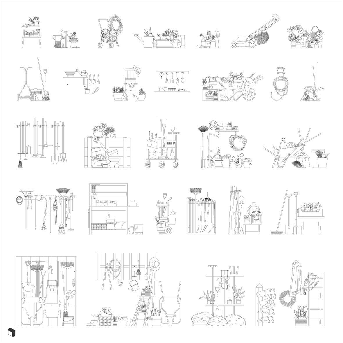 Cad Gardening Detail Objects Digital Artwork drawings | Toffu Co