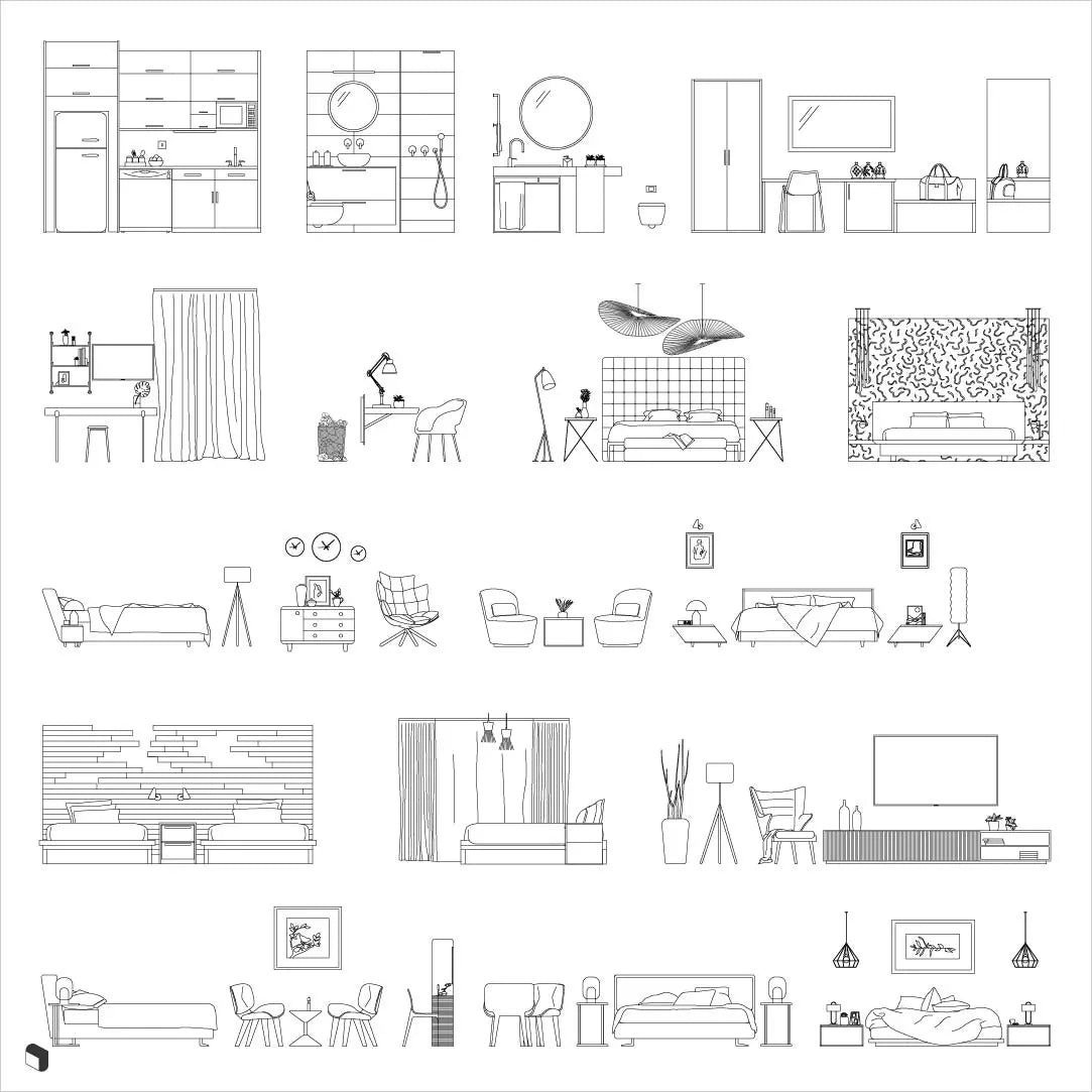 Cad Hotel Rooms 2 Digital Artwork drawings | Toffu Co