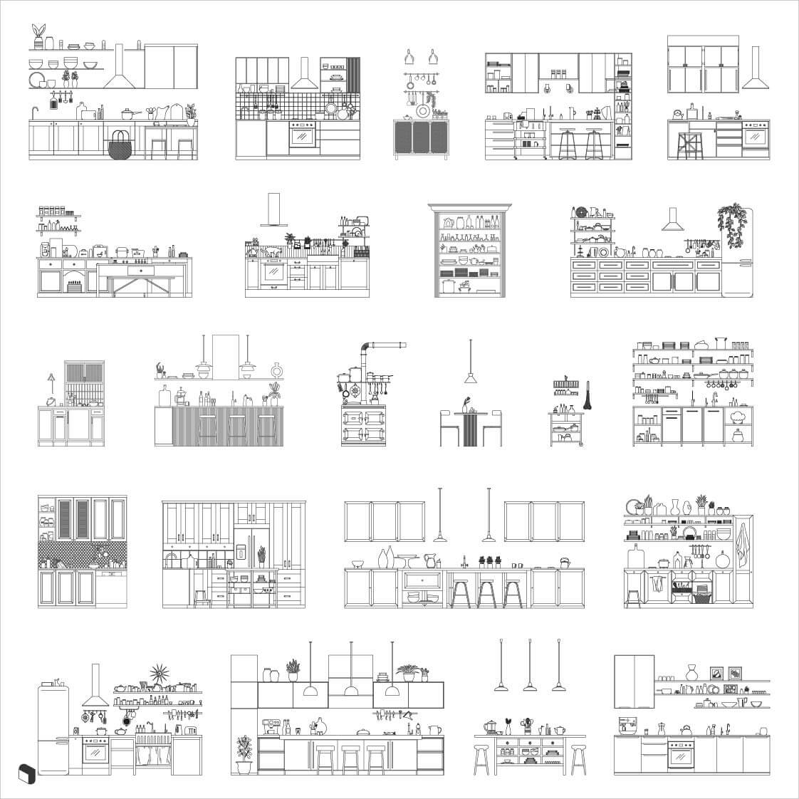 Cad Kitchen Setups 2 Digital Artwork drawings | Toffu Co