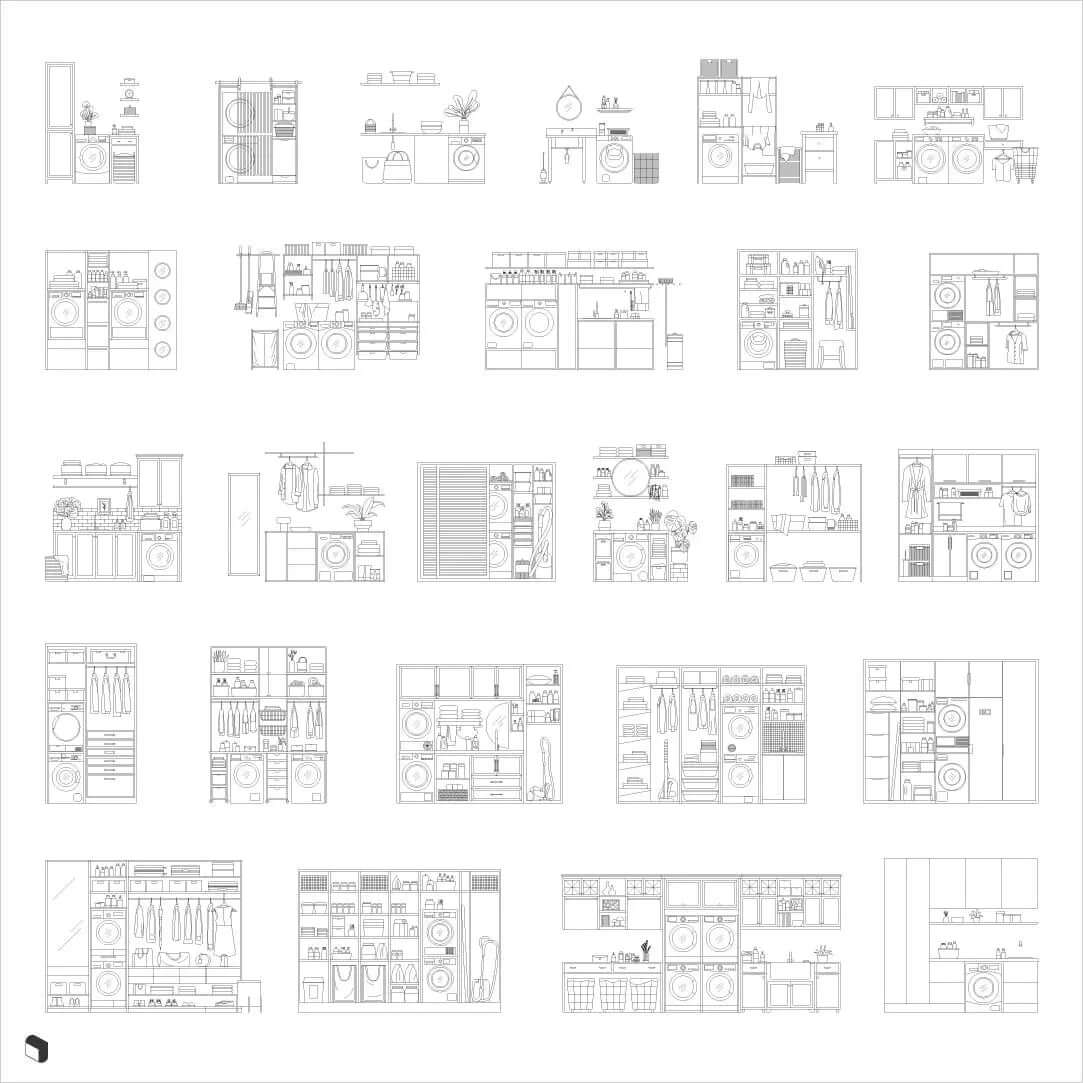 Cad Laundryroom Digital Artwork drawings | Toffu Co