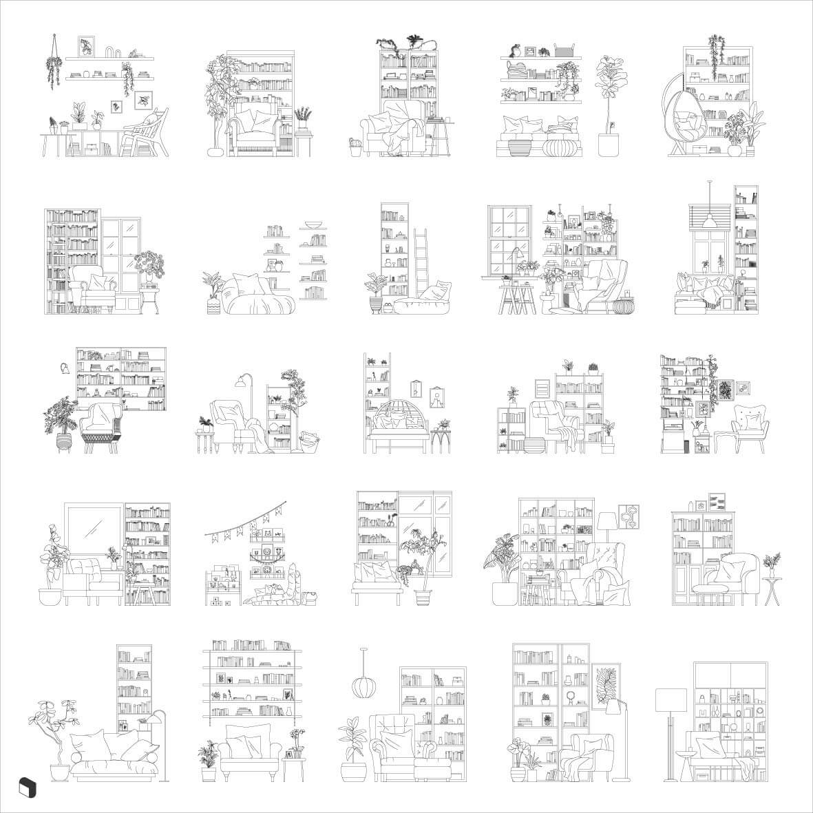 Cad Reading Nook Digital Artwork drawings | Toffu Co