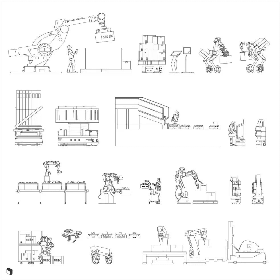 Cad Warehouse Robots Digital Artwork drawings | Toffu Co