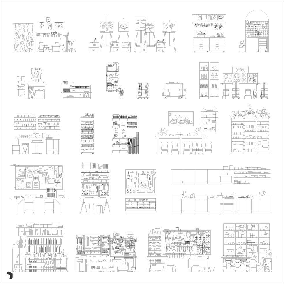 Cad Workshop Furniture Setups Digital Artwork drawings | Toffu Co