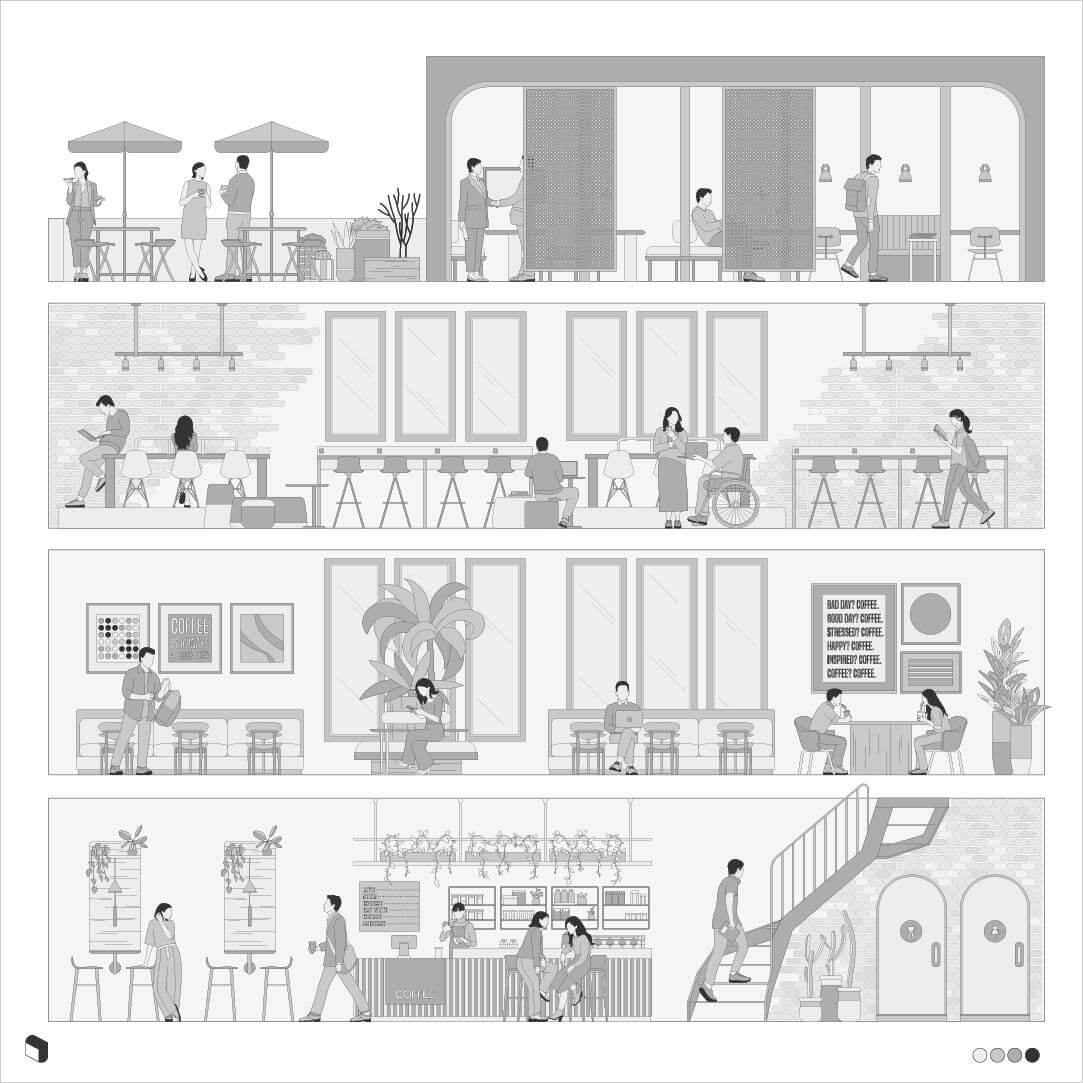 Cad Monochrome Collaborative Workspace Section Digital Artwork drawings | Toffu Co