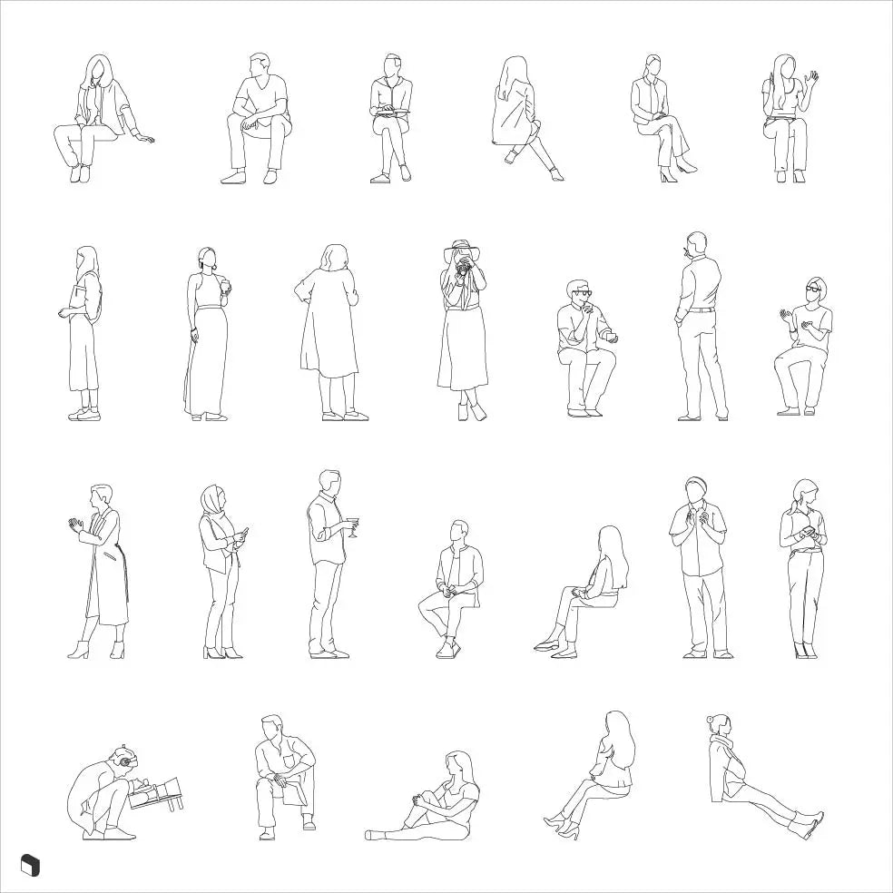 Cad Audience People Digital Artwork drawings | Toffu Co