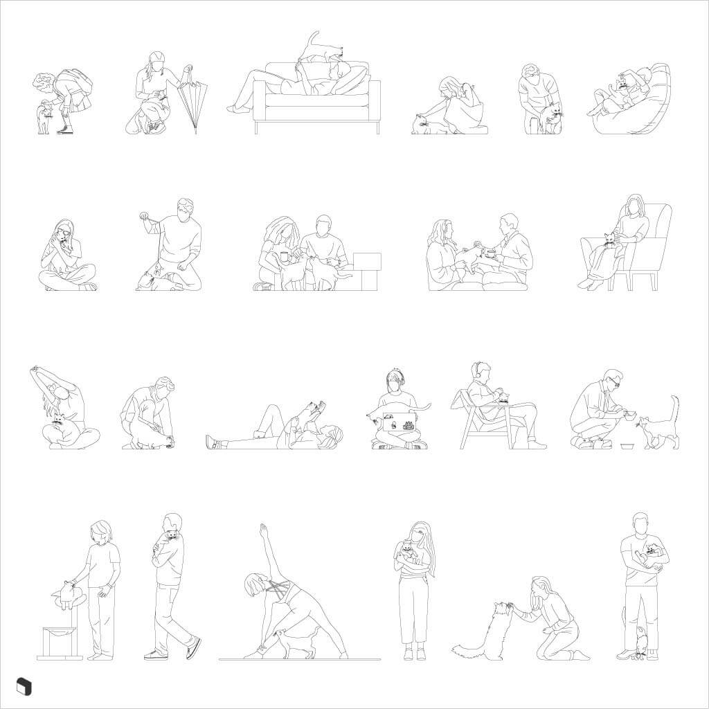 Cad People and Cats Digital Artwork drawings | Toffu Co