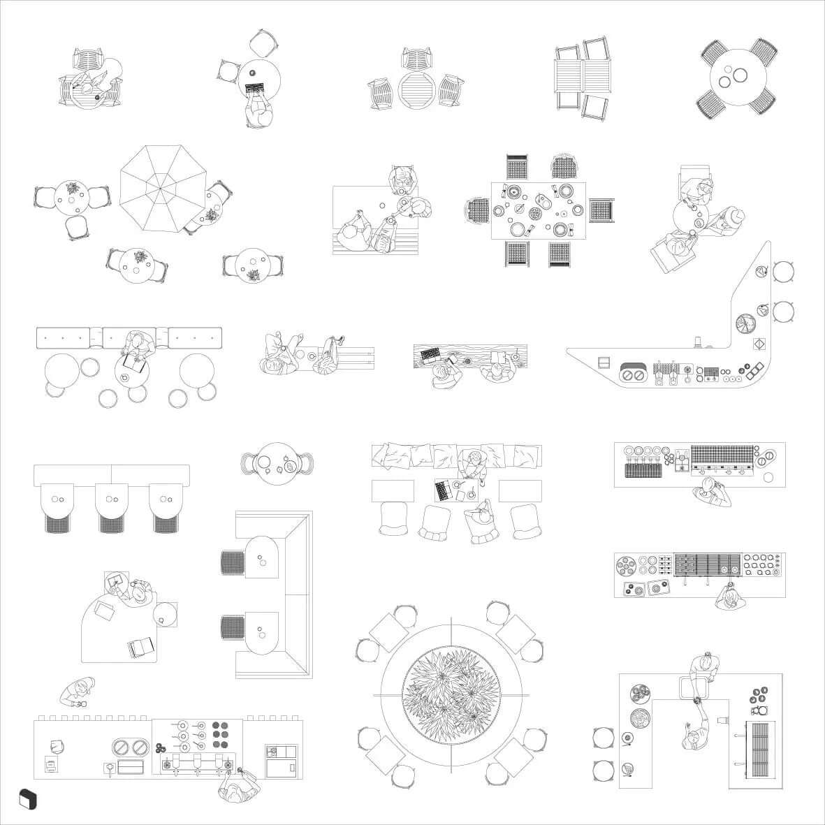 Cad Cafe Setups Top View Digital Artwork drawings | Toffu Co