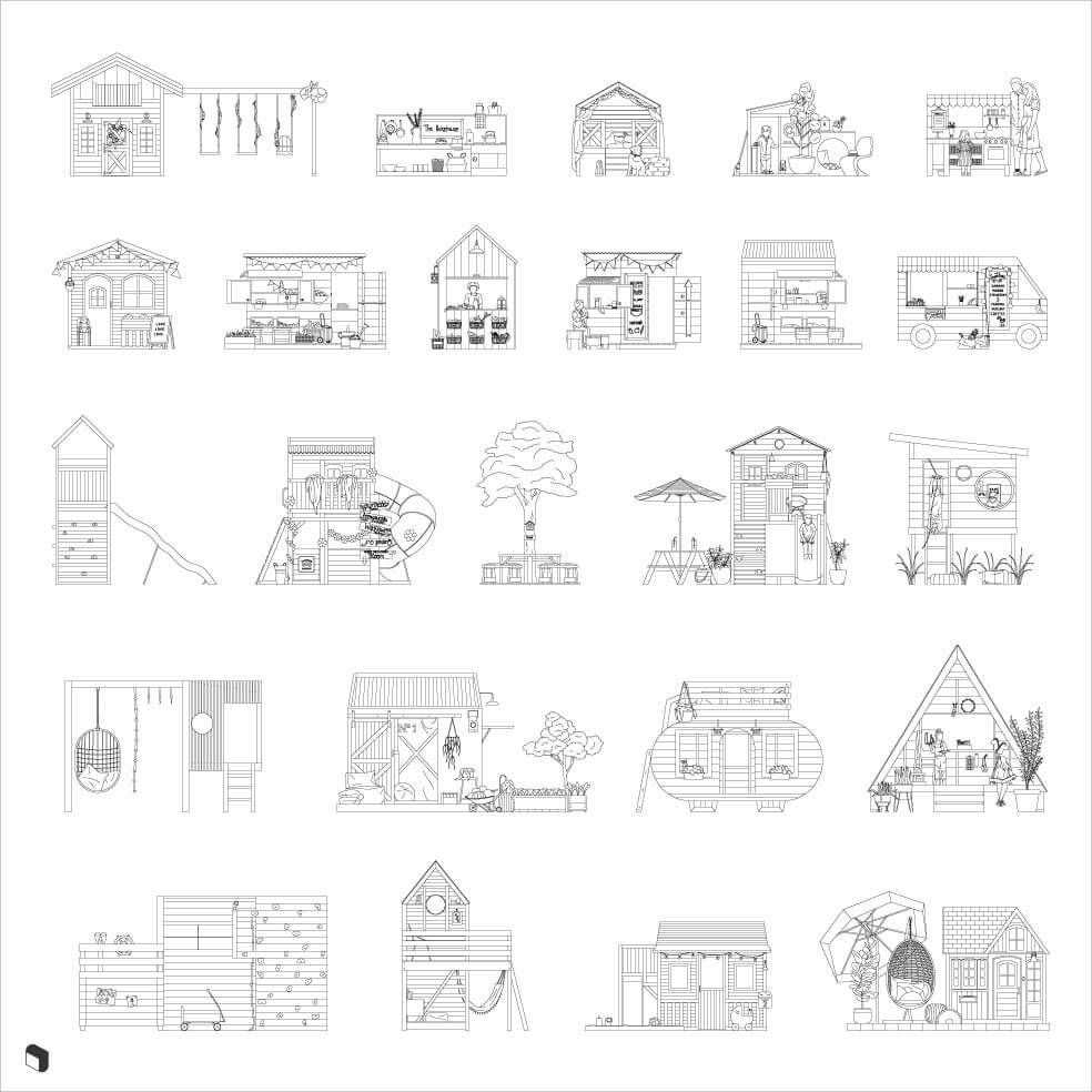Cad Outdoor Playsets Digital Artwork drawings | Toffu Co