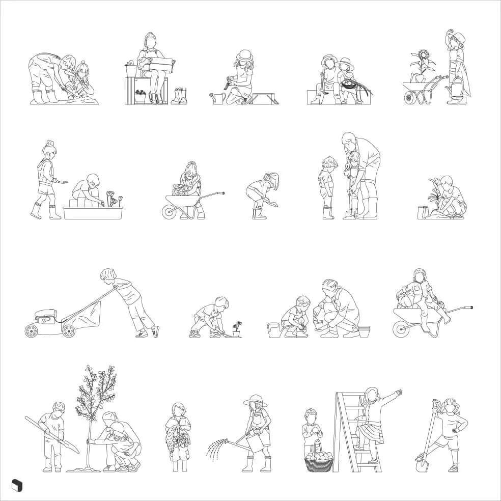 Cad Gardening Kids Digital Artwork drawings | Toffu Co