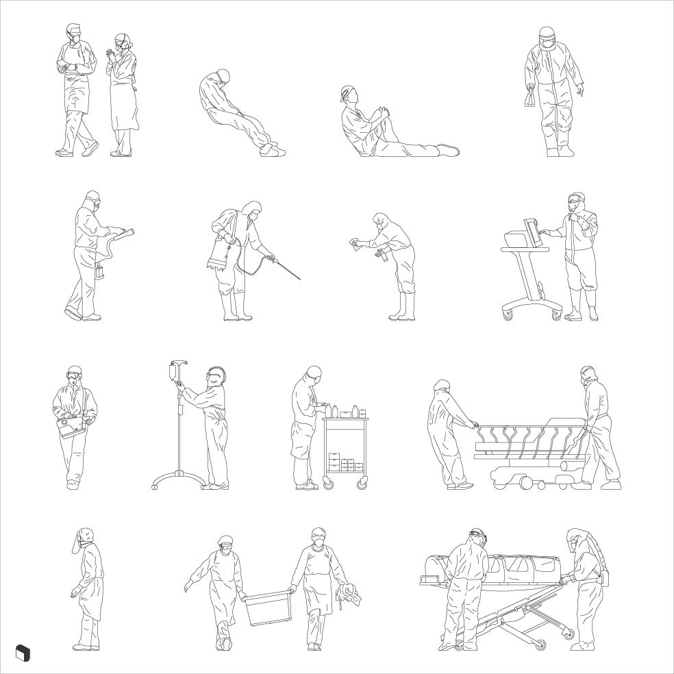 Cad Health Workers Digital Artwork drawings | Toffu Co