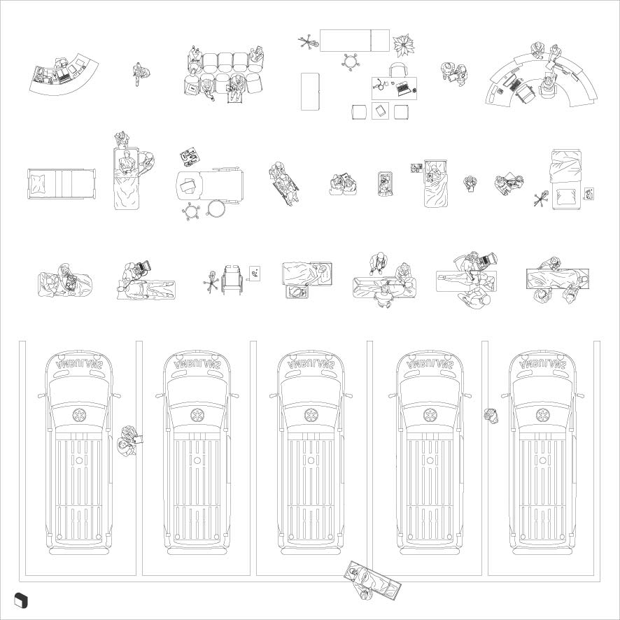 Cad Hospital People Top View Digital Artwork drawings | Toffu Co