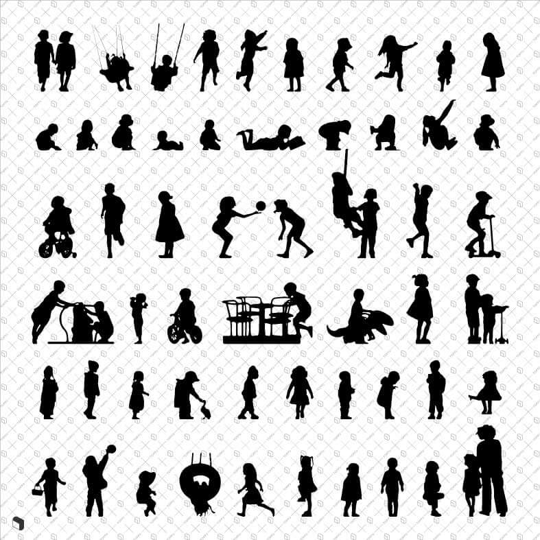 Cad Kid Silhouettes Digital Artwork drawings | Toffu Co