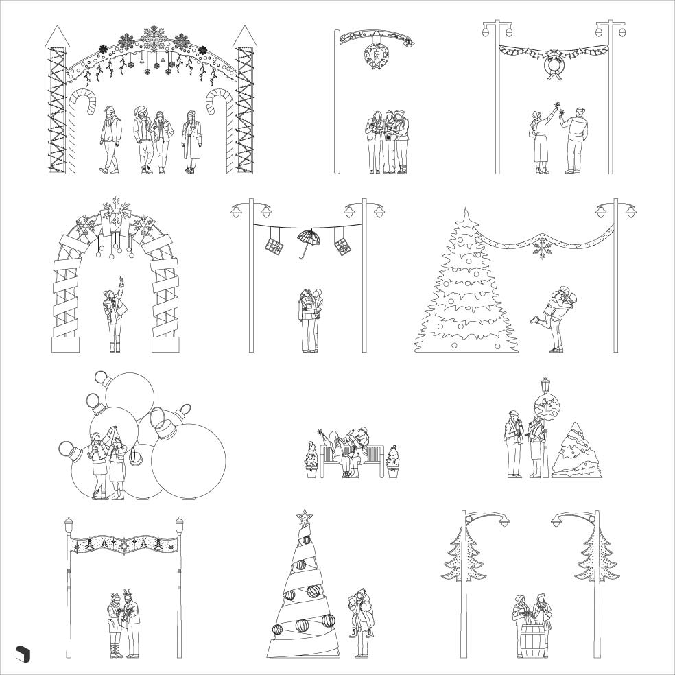 Cad New Year Party Digital Artwork drawings | Toffu Co