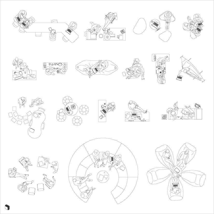 Cad Office People Top View 2 Digital Artwork drawings | Toffu Co