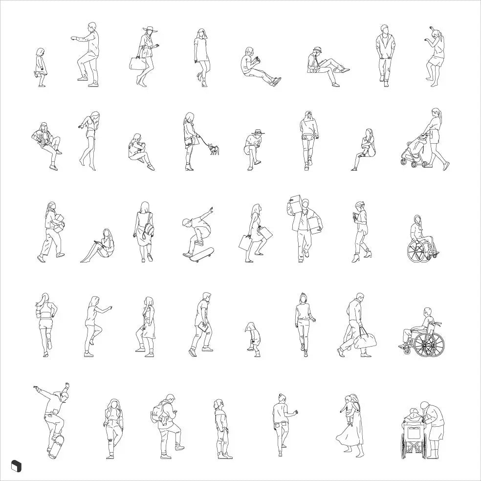 Cad Exterior People 2 Digital Artwork drawings | Toffu Co