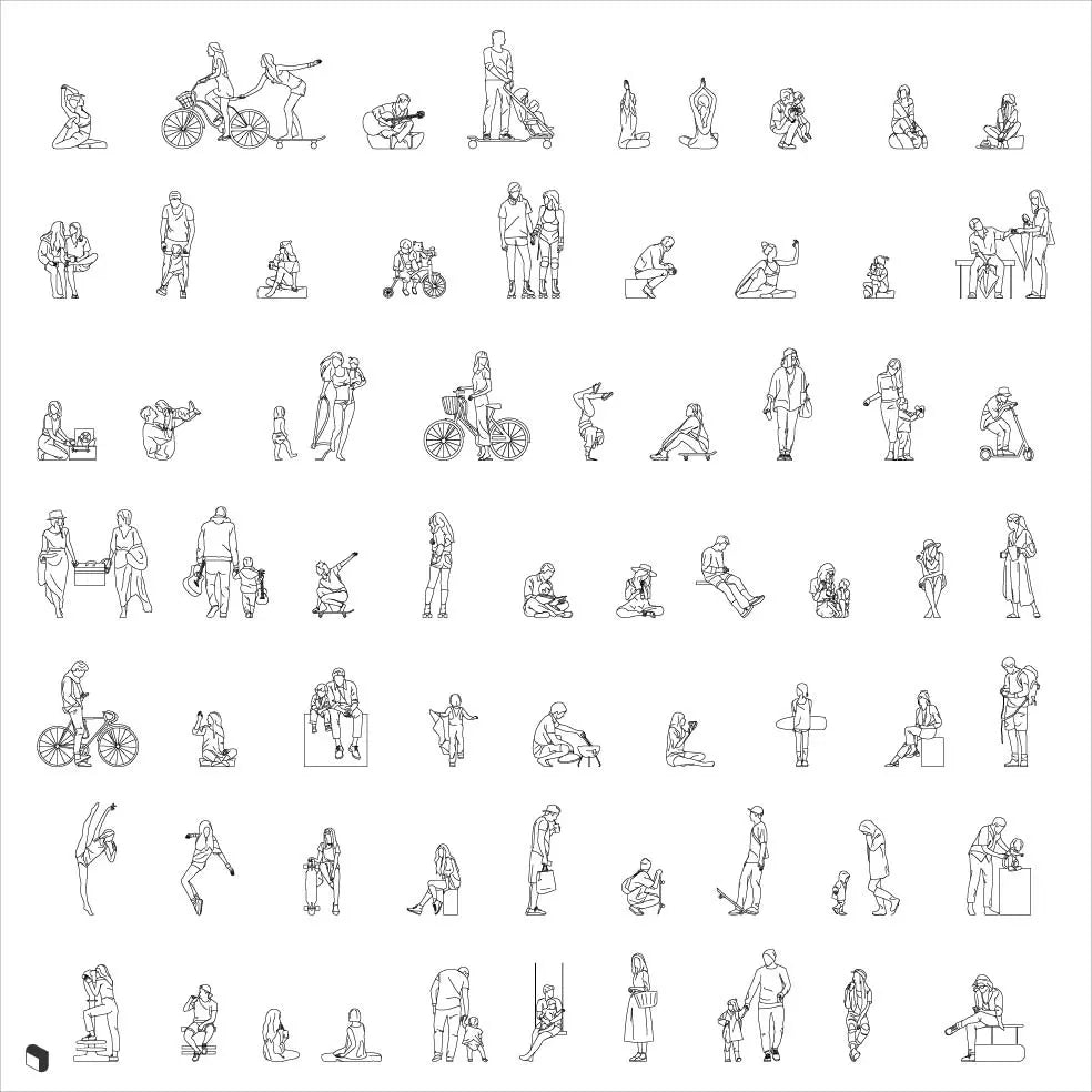 Cad Exterior People Digital Artwork drawings | Toffu Co