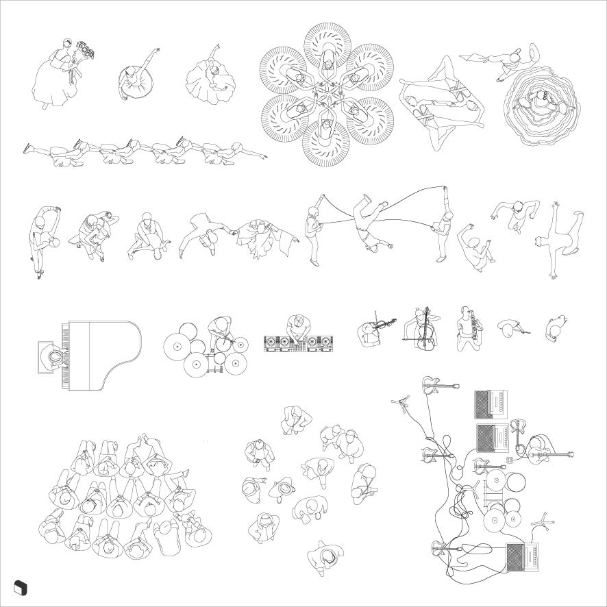 Cad Performance People Top View Digital Artwork drawings | Toffu Co