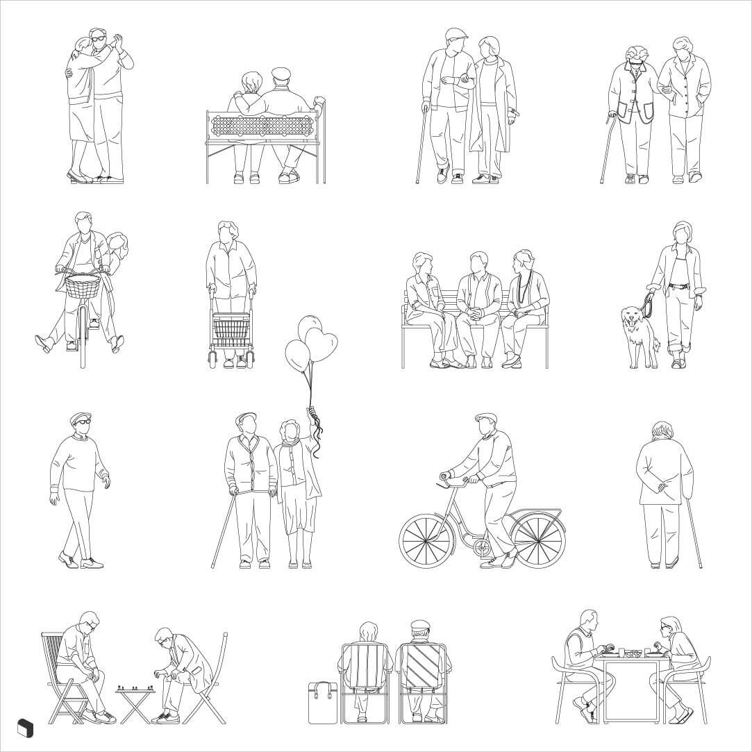 Cad Senior People Digital Artwork drawings | Toffu Co