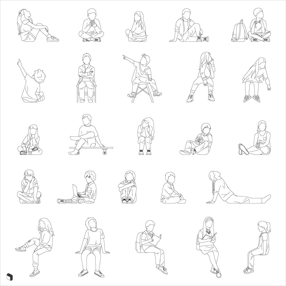 Cad Sitting Kids PNG - Toffu Co