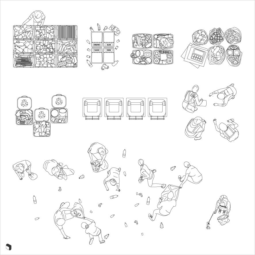 Cad Recycling People Top View Digital Artwork drawings | Toffu Co