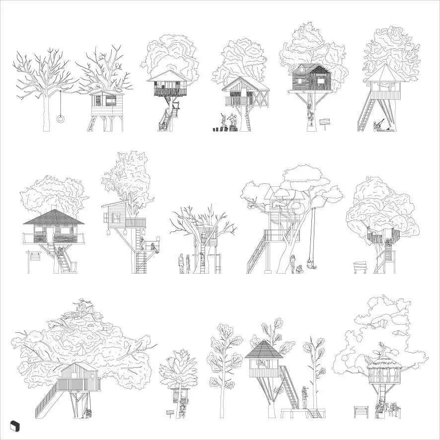Cad Treehouses Digital Artwork drawings | Toffu Co
