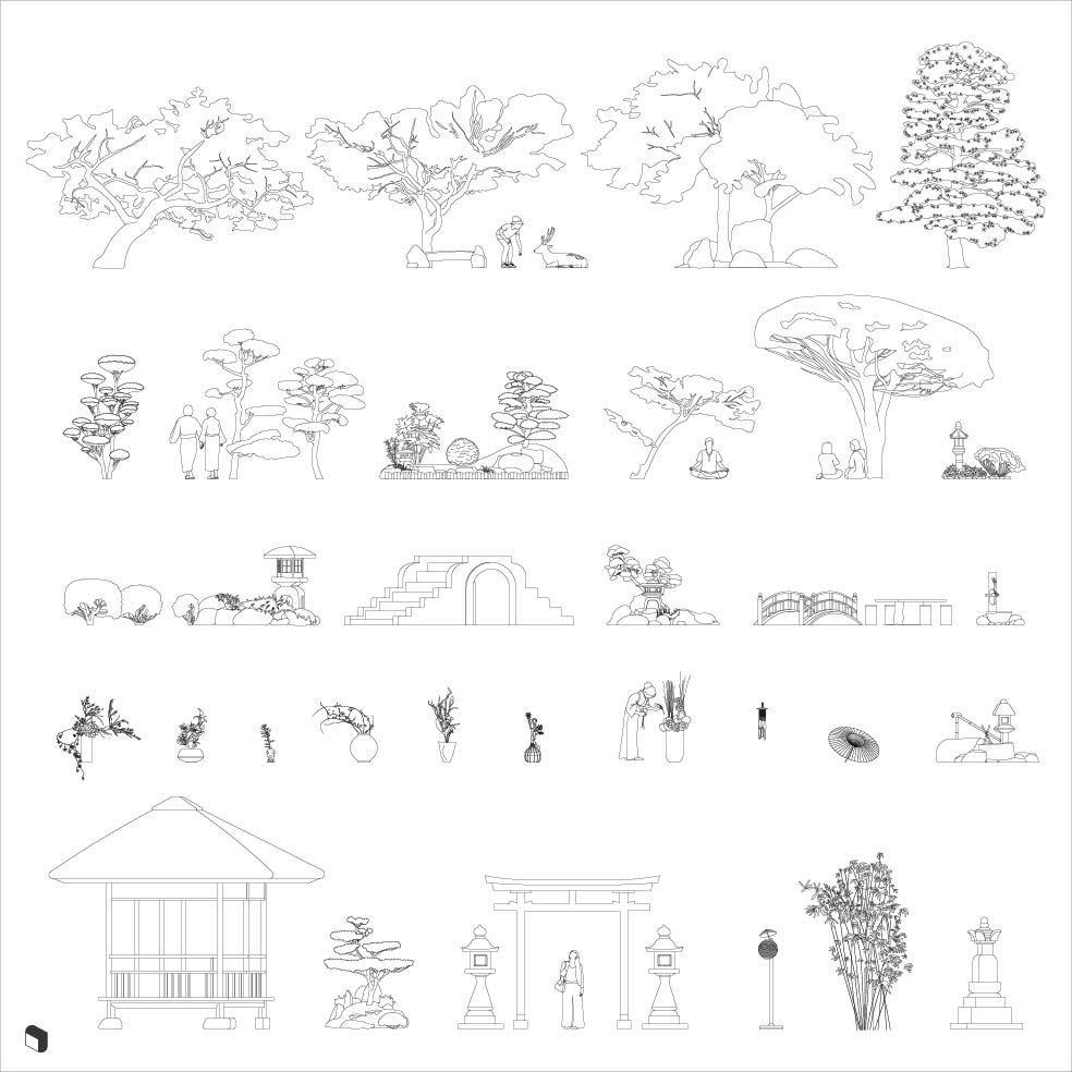 Cad Far East Vegetation Digital Artwork drawings | Toffu Co