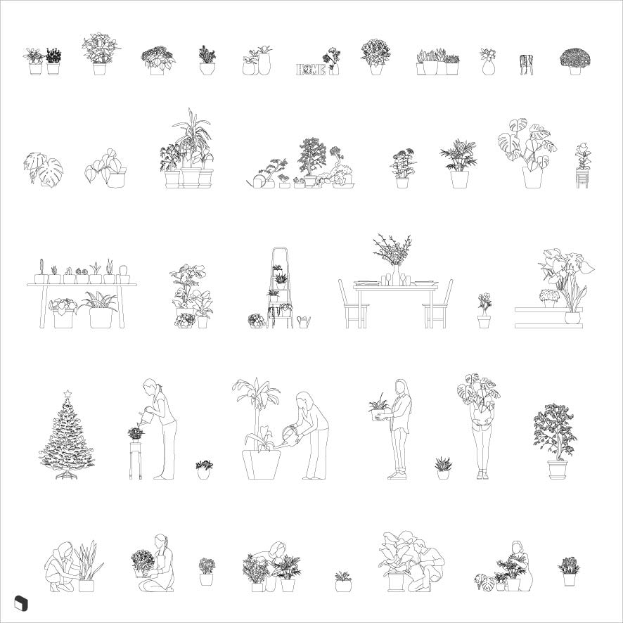 Cad Interior Vegetation Digital Artwork drawings | Toffu Co