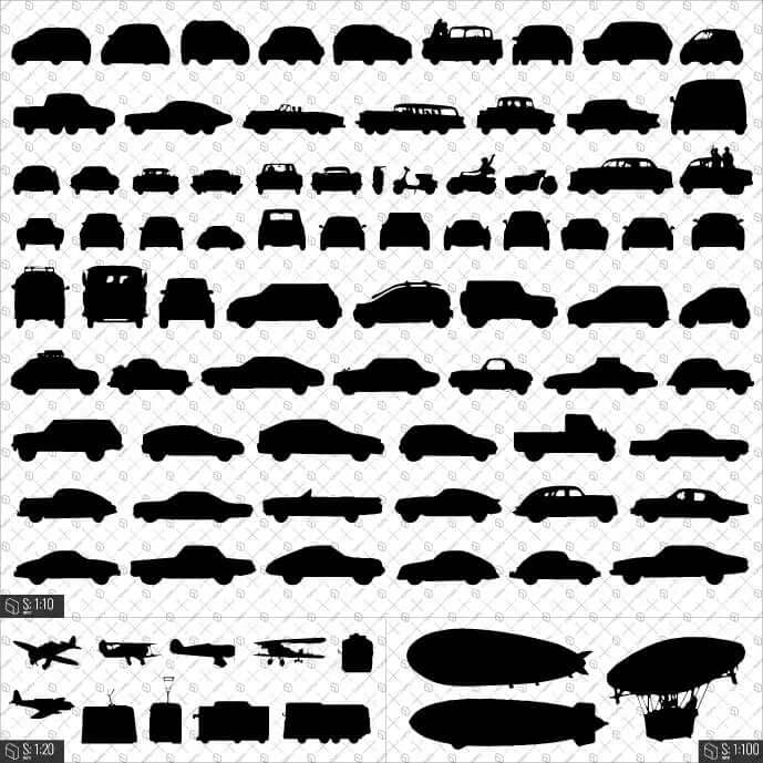 Cad Vehicle Silhouettes Digital Artwork drawings | Toffu Co