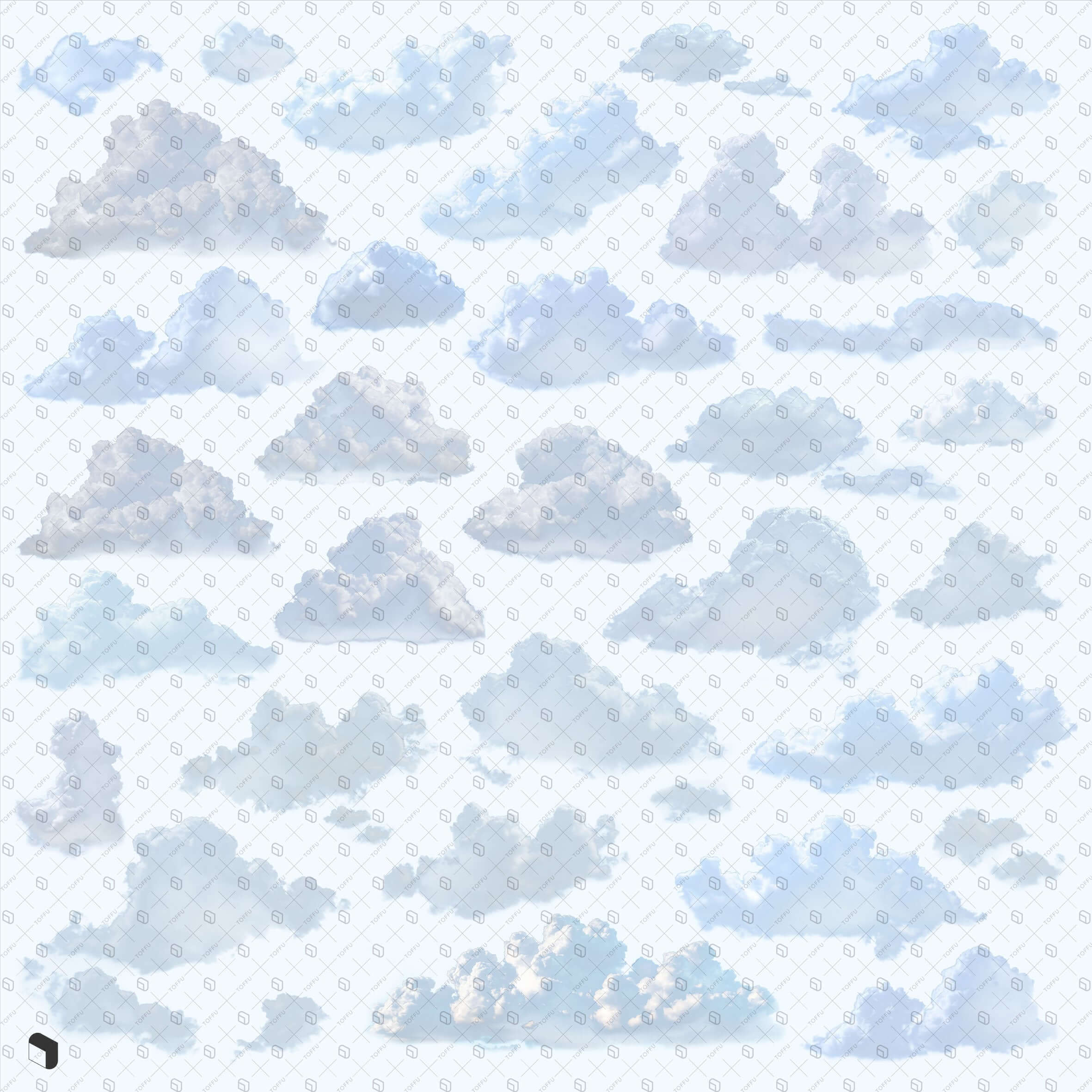 Cutout Artificial Clouds Digital Artwork drawings | Toffu Co