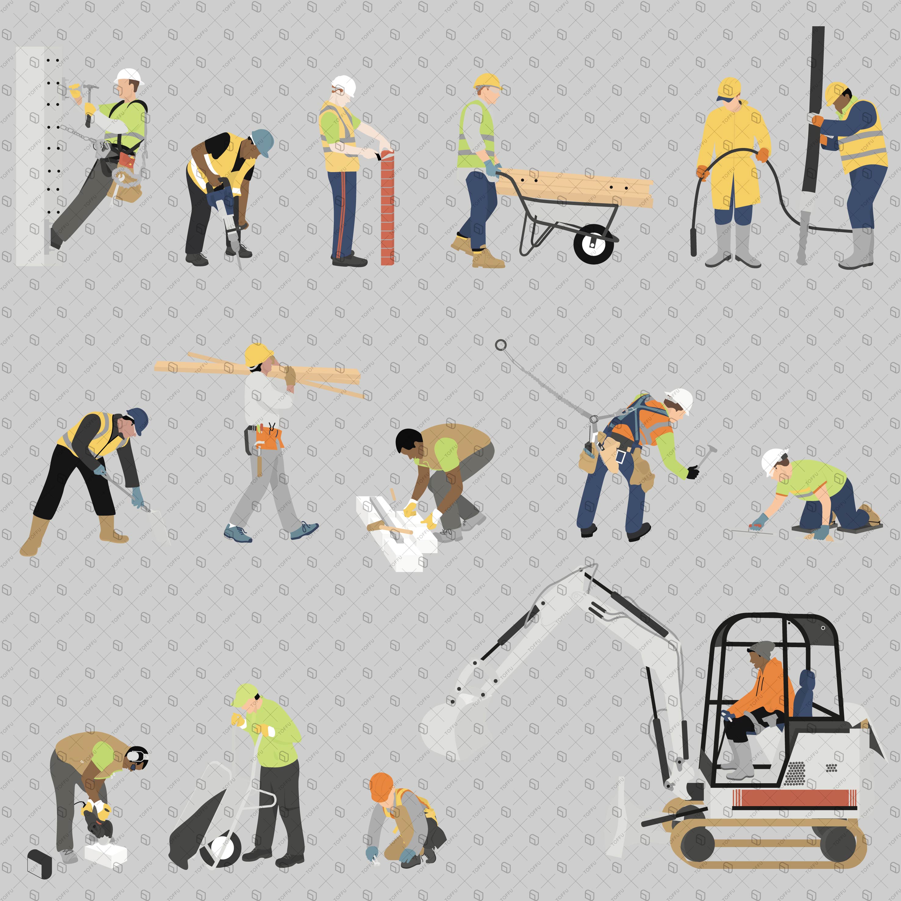 Flat Vector Construction Workers PNG - Toffu Co