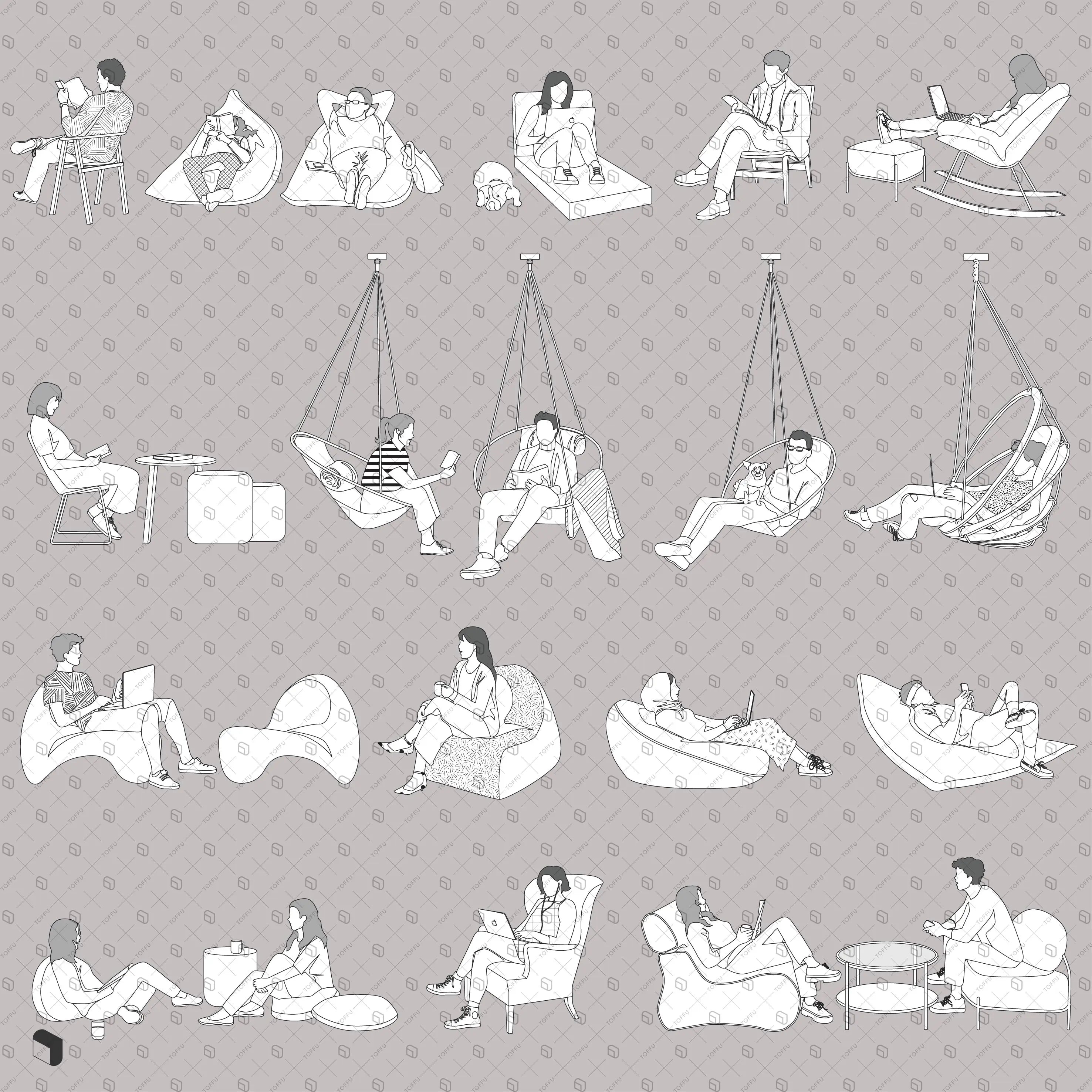 Flat Vector Lounge 2 Digital Artwork drawings | Toffu Co