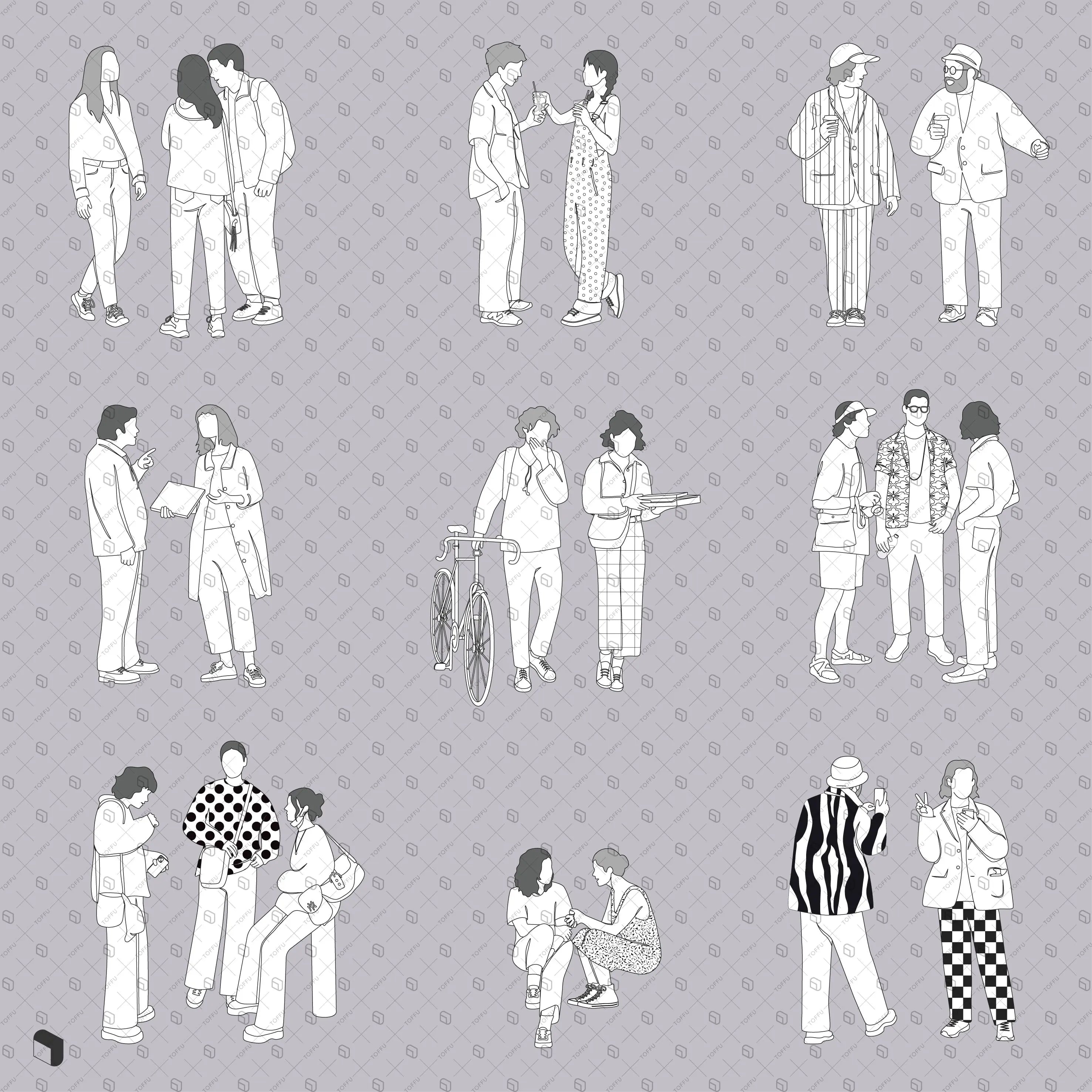 Flat Vector Groups 10 Digital Artwork drawings | Toffu Co