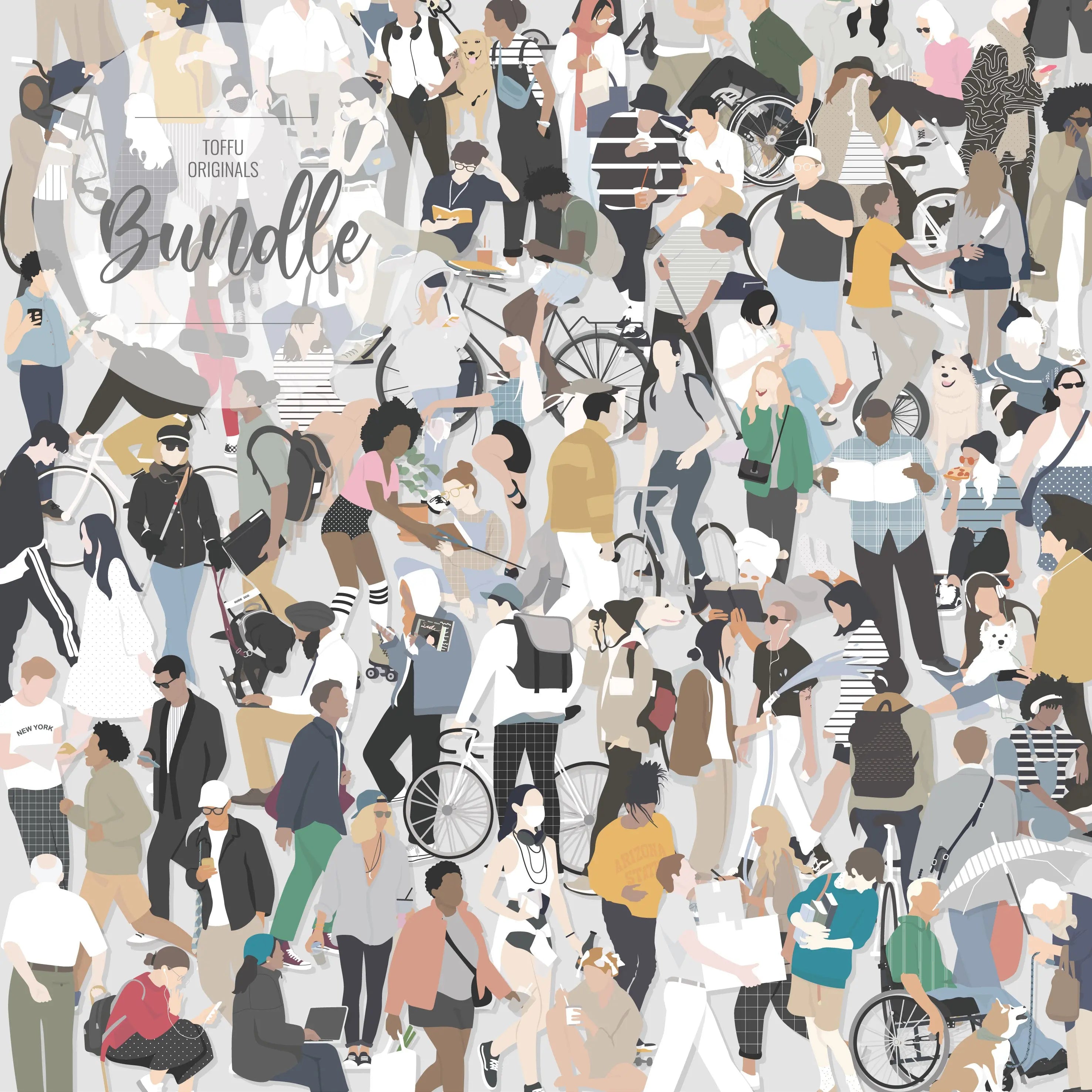 Flat Vector Common People Mega Pack Digital Artwork drawings | Toffu Co