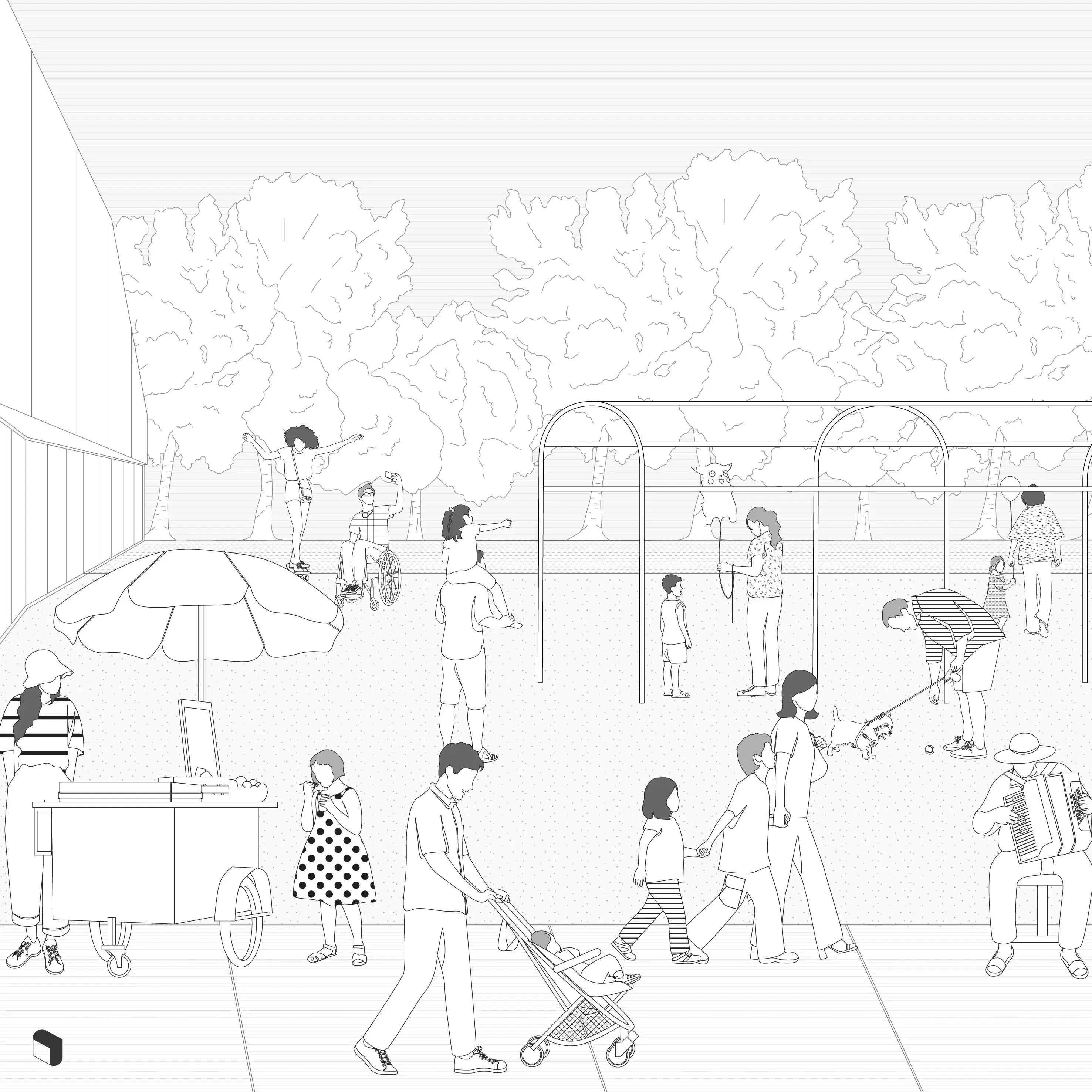 Flat Vector Public Space People 5 Digital Artwork drawings | Toffu Co
