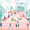 Flat Vector Tiny Public Space Digital Artwork drawings | Toffu Co