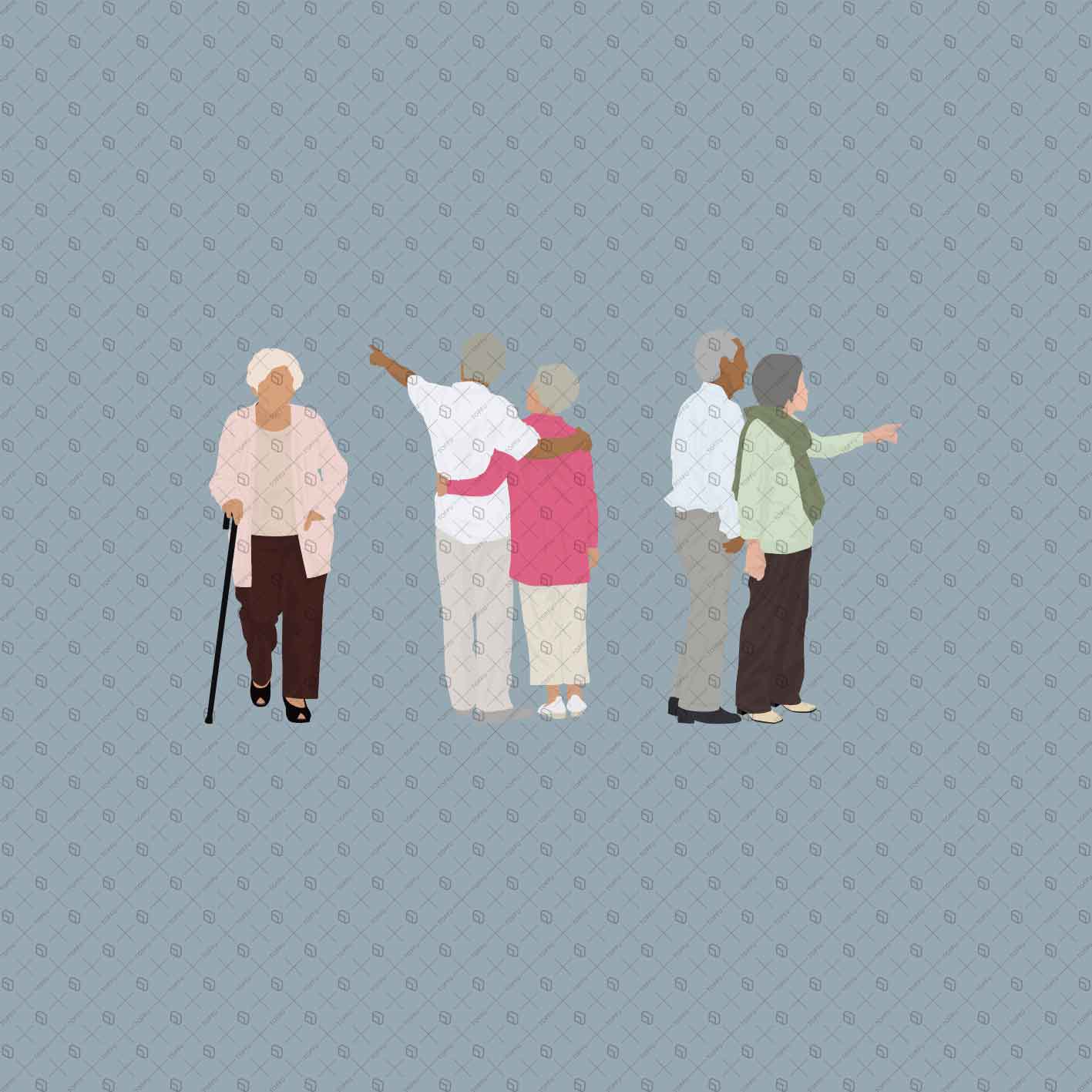 Flat Vector 24 Elderly People Digital Artwork drawings | Toffu Co