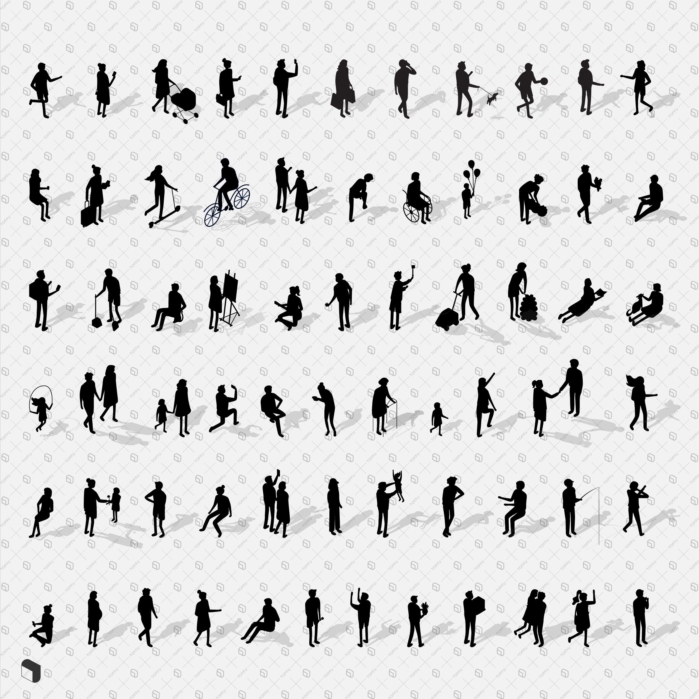 Axonometric Cad People Silhouette PNG - Toffu Co