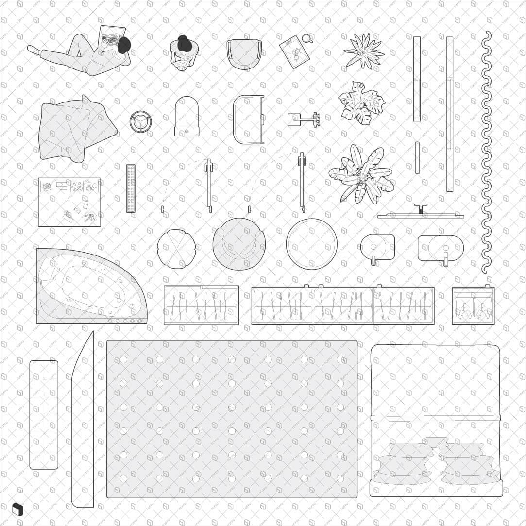 Cad Detailed Bedroom Plan Digital Artwork drawings | Toffu Co