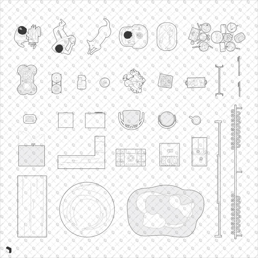 Cad Detailed Kitchen Plan Digital Artwork drawings | Toffu Co