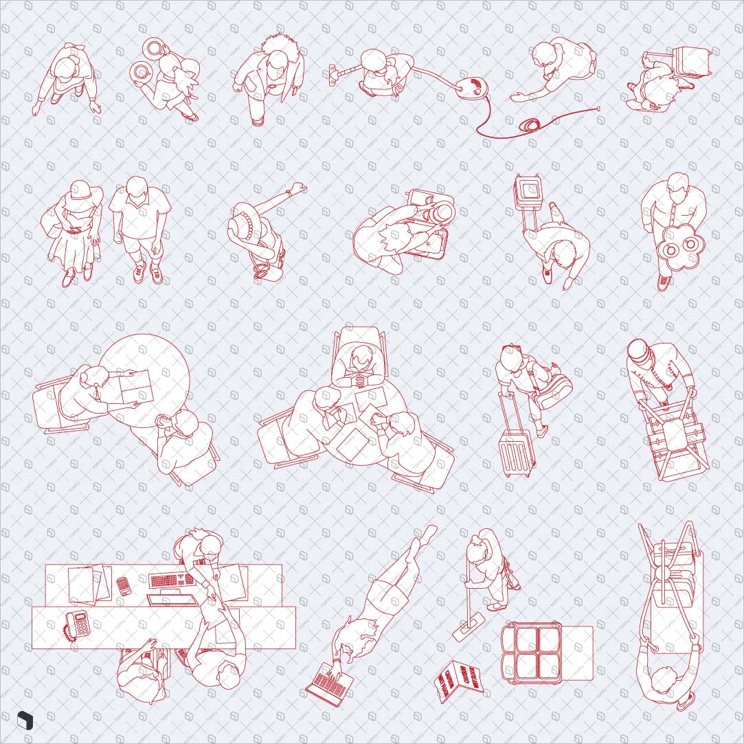Cad Freehand Hotel People Top View PNG - Toffu Co