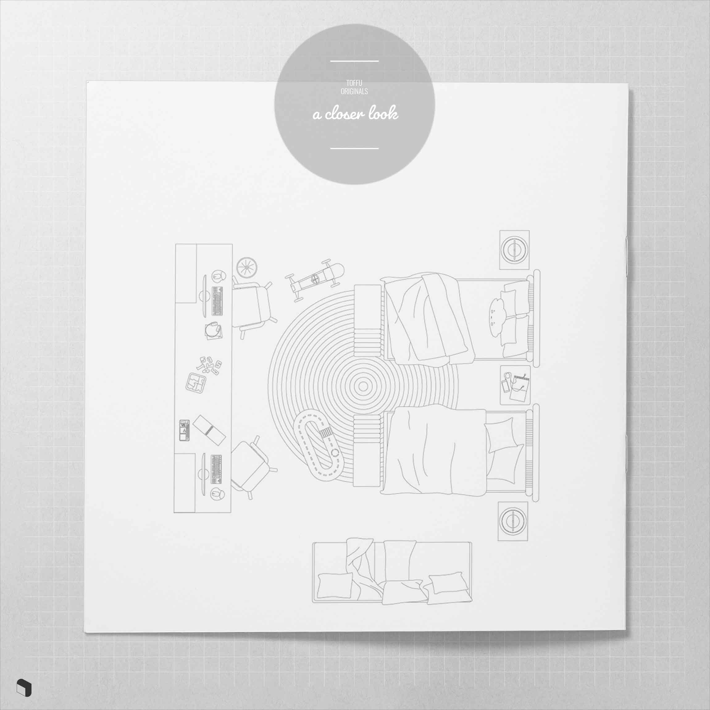 Cad Kids Bedroom Top View Digital Artwork drawings | Toffu Co
