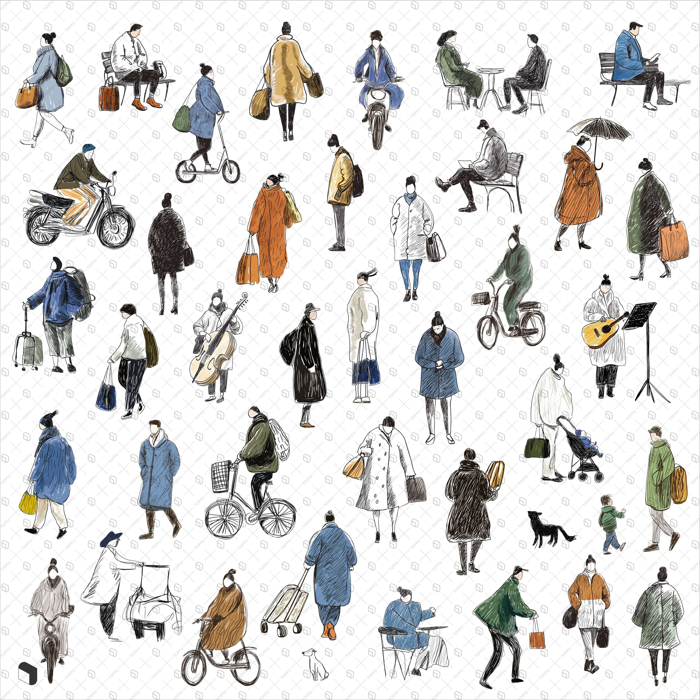 Cutout Artificial Scribble Exterior People Digital Artwork drawings | Toffu Co