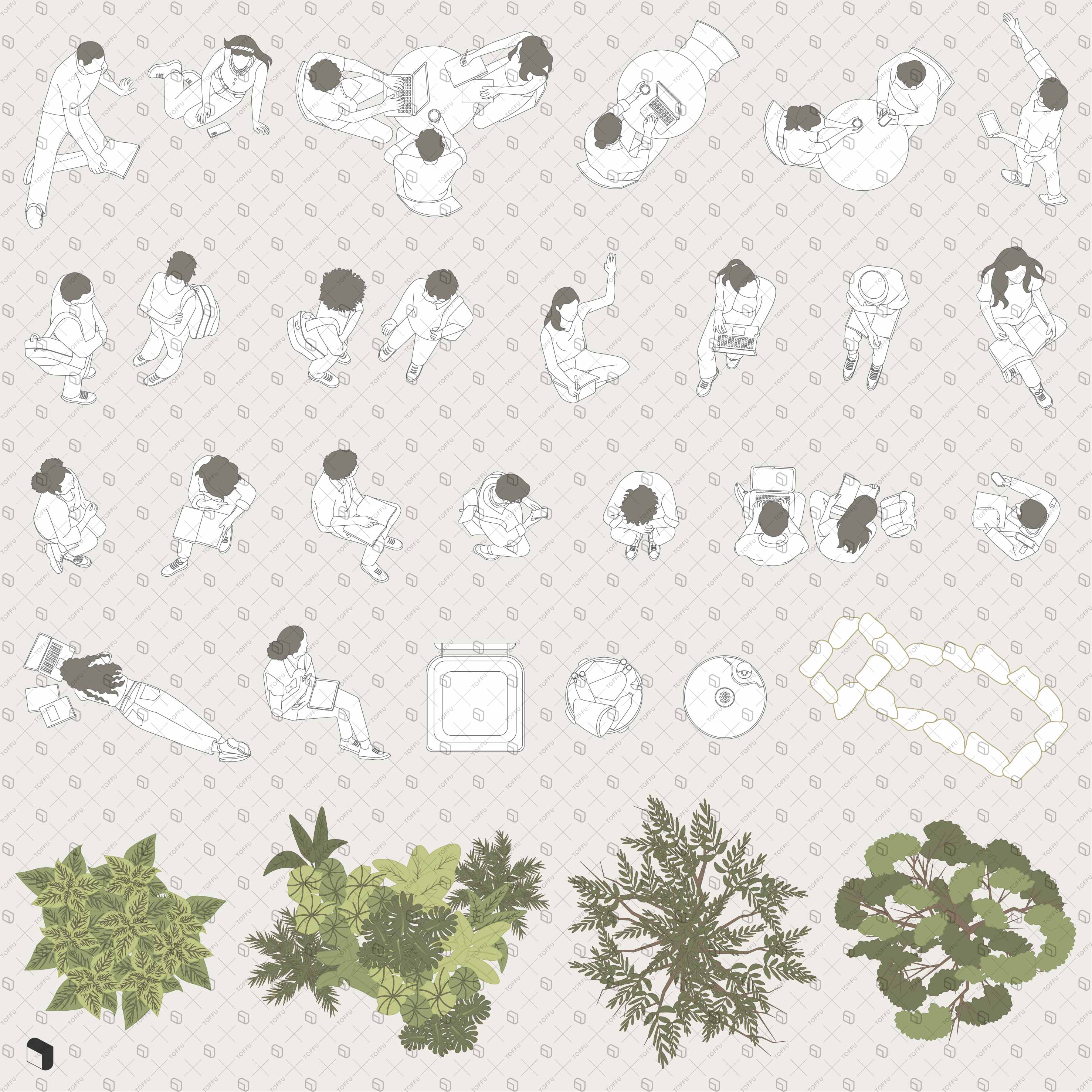 Flat Vector Campus Top View Digital Artwork drawings | Toffu Co