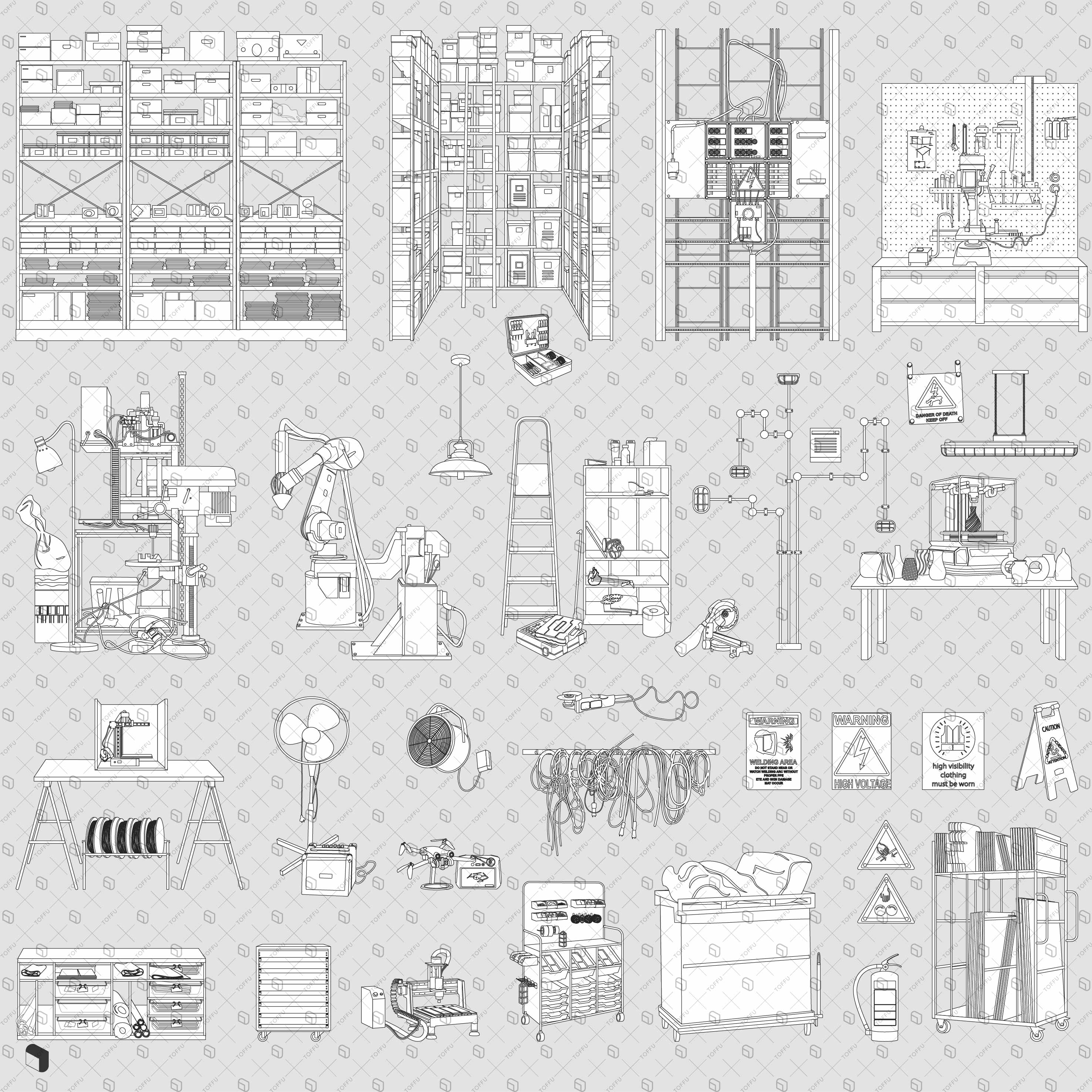 Flat Vector Makerspace Objects – Toffu Co