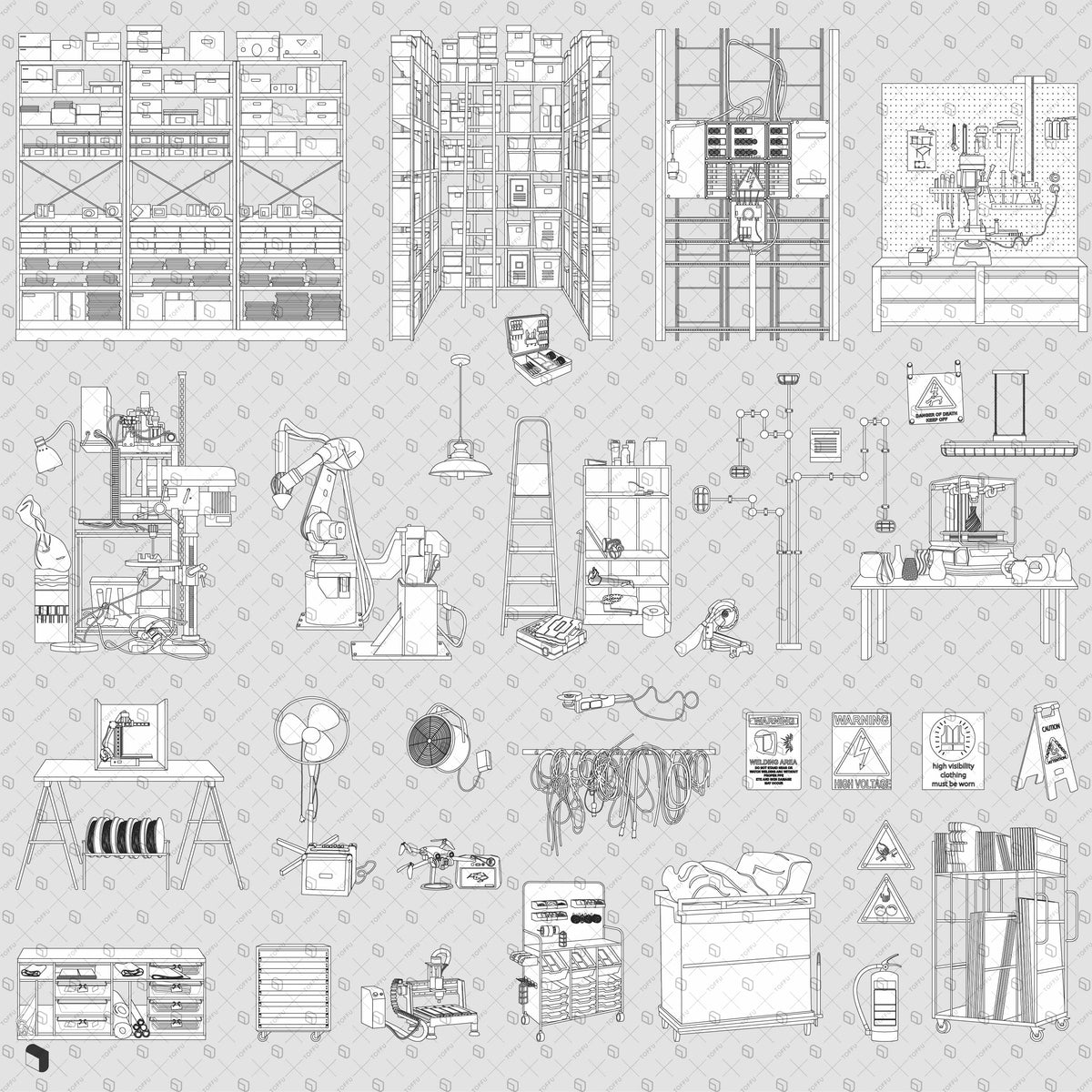 Flat Vector Makerspace Objects – Toffu Co