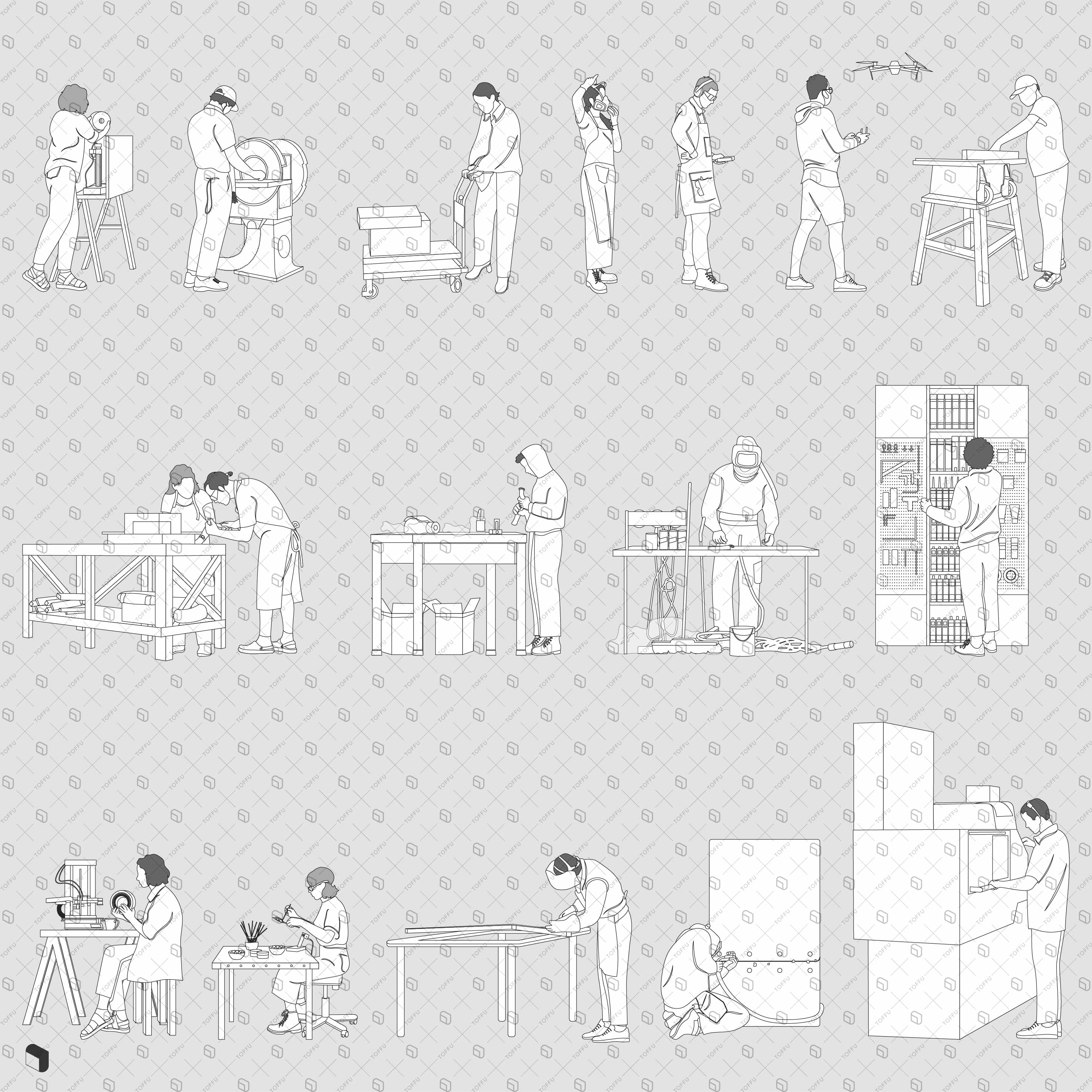 Flat Vector Makerspace People – Toffu Co