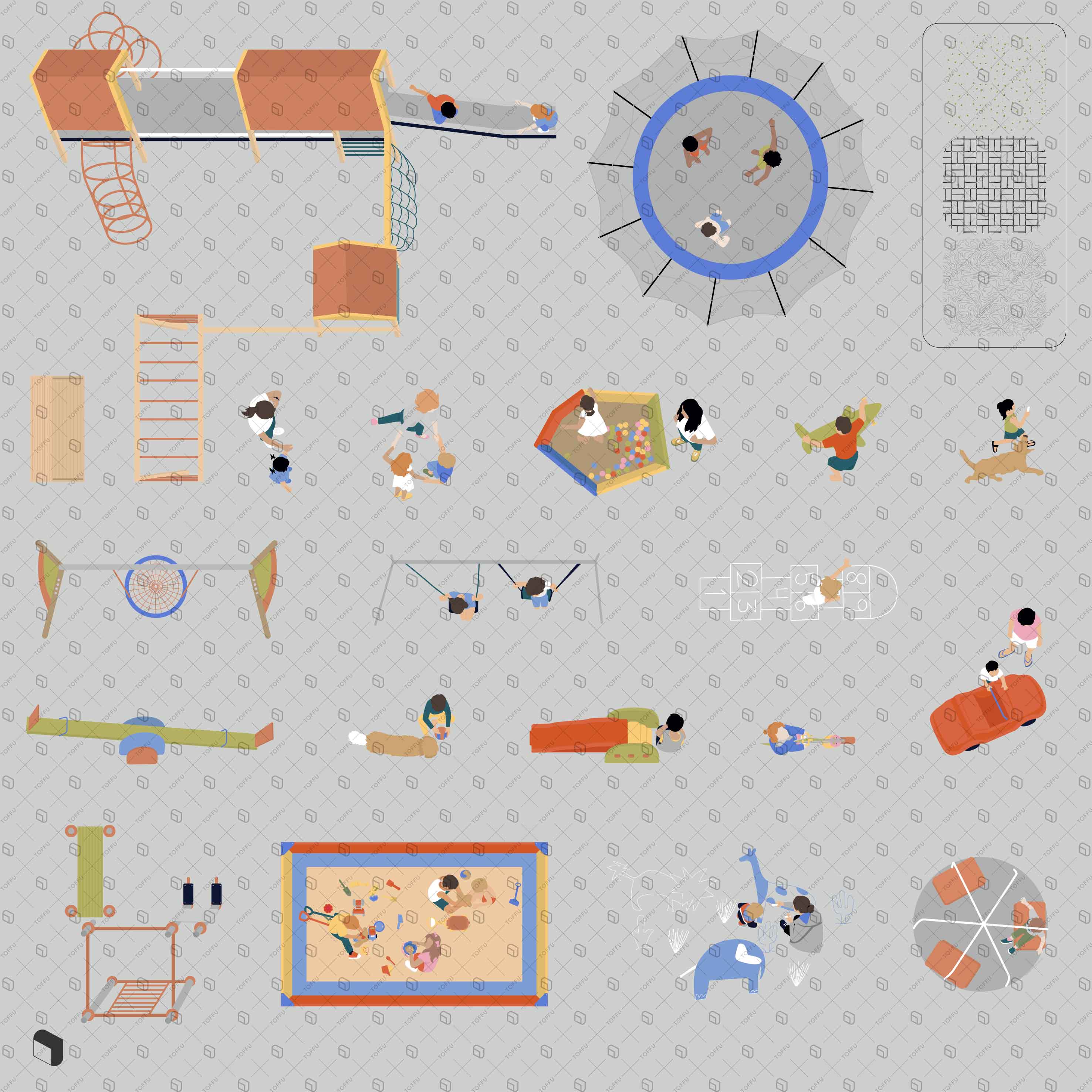 Flat Vector Playground Top View Digital Artwork drawings | Toffu Co
