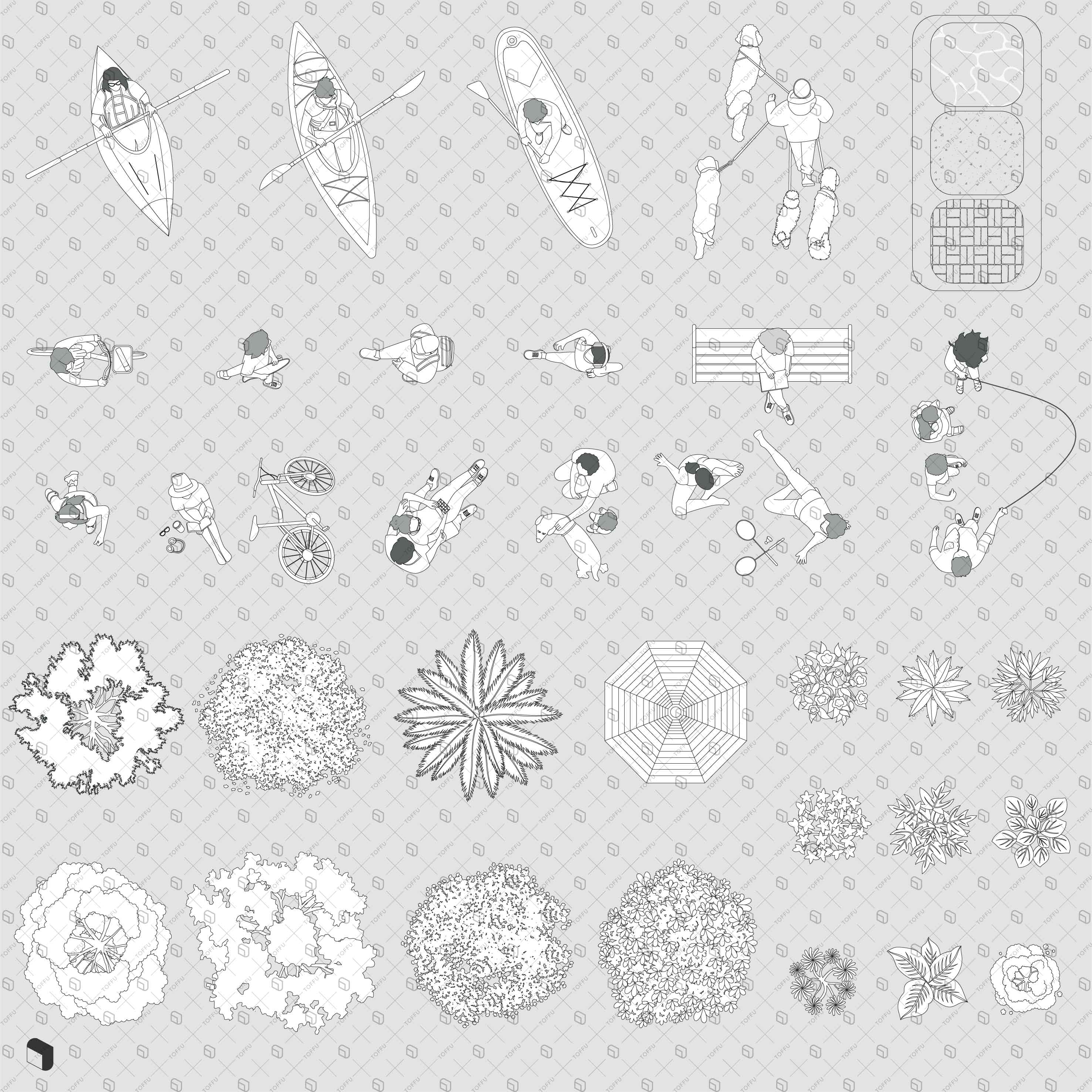 Flat Vector Botanical Park Top View Digital Artwork drawings | Toffu Co