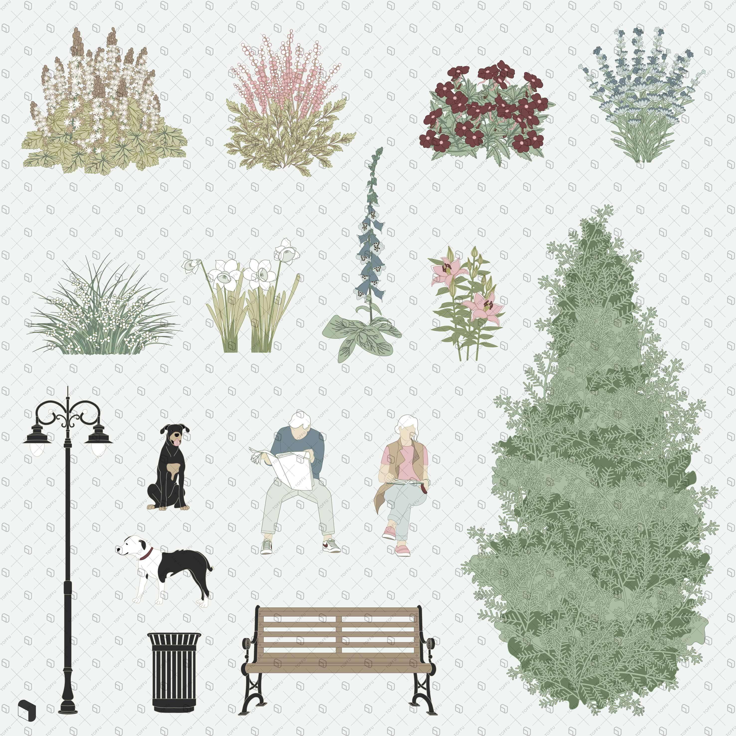 Flat Vector Nook Garden Digital Artwork drawings | Toffu Co